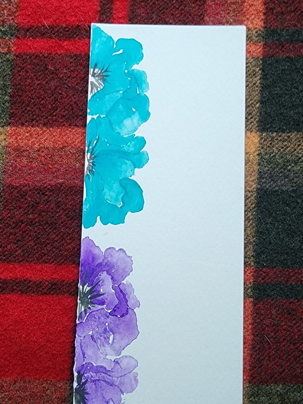 Turquoise & Purple Floral Watercolor Bookmark/Panel